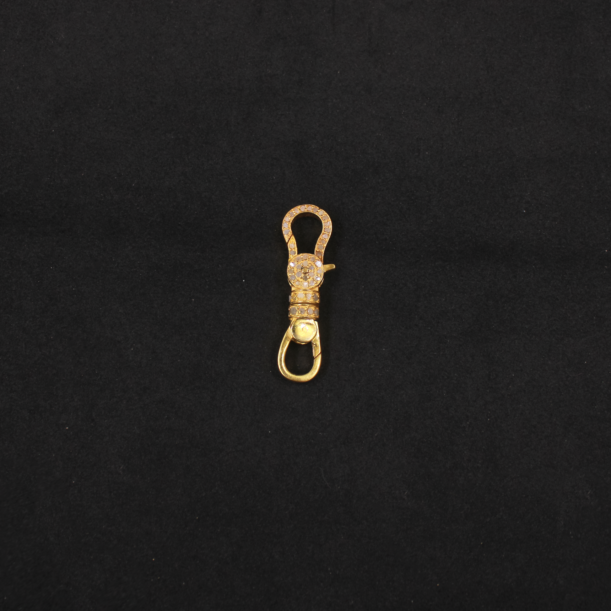 Double-Sided Lobster Clasp in 925 Sterling Silver with Pave Diamonds | Black Rhodium & Gold-Plated Diamond Connector for Luxury Jewelry Making