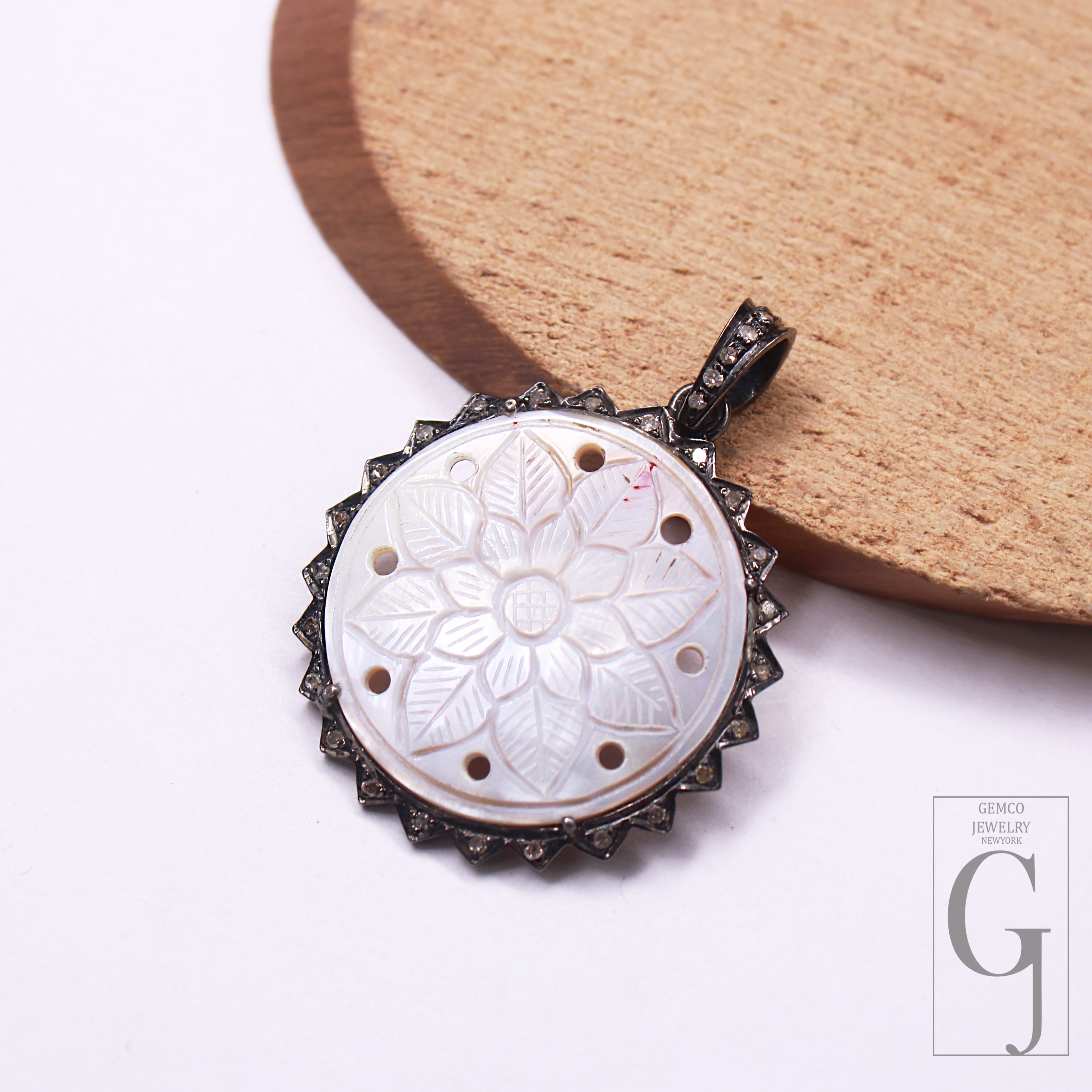 Starburst designer Rosecut pave diamond pendant 925 sterling silver handmade finish diamond jewelry order pendant