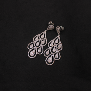 Natural rose cut pave diamond drop earrings
