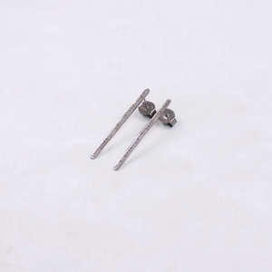 Handmade rosecut pave diamond bar earrings in sterling silver