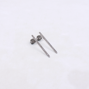 Modern silver diamond earrings with elongated bar design
