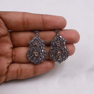 Antique-inspired Polki diamond drop earrings for women