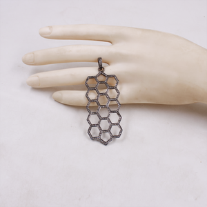 Handmade rosecut pave diamond pendant in sterling silver