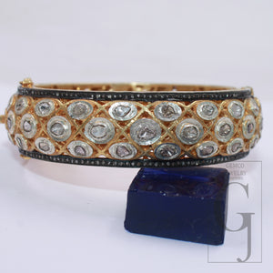 Sterling silver bangle with Polki and natural conflict-free diamonds