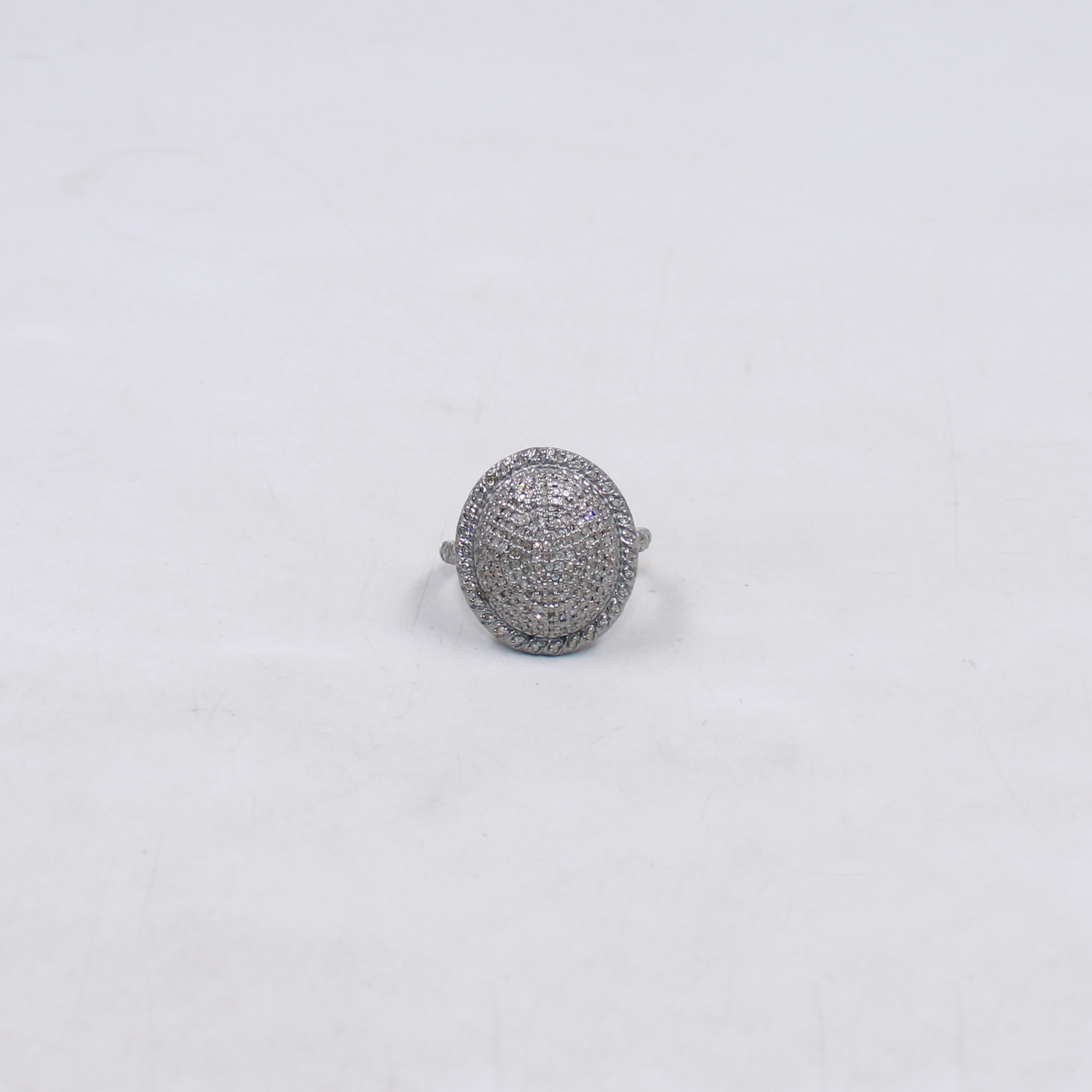 Natural rosecut diamond engagement ring with artisan finish
