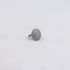 Bold sterling silver ring with sparkling pave diamonds