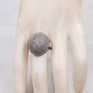 Handmade sterling silver pave diamond statement ring for women