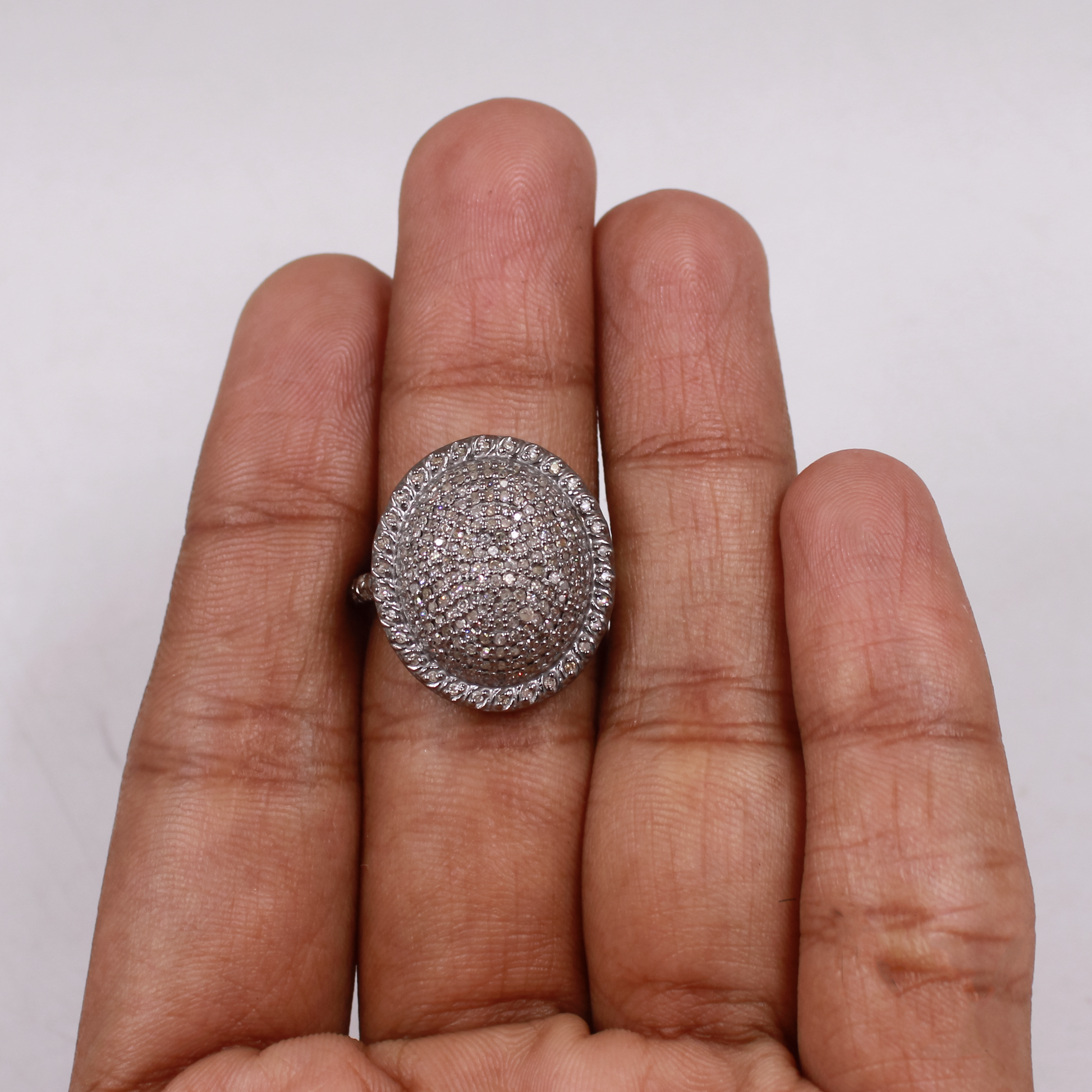 Luxury round diamond dome ring, anniversary gift for her