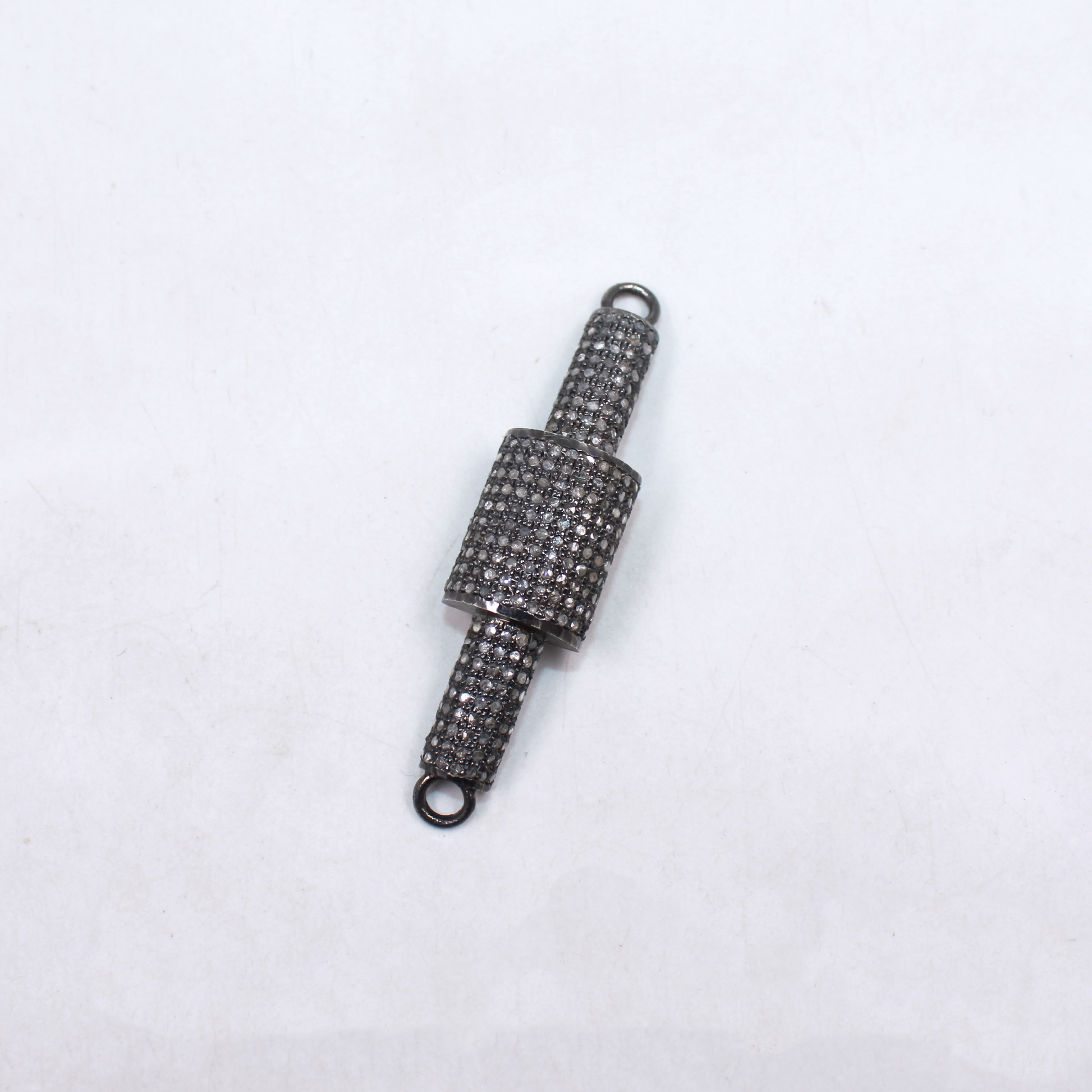 Sterling silver pave diamond link for custom jewelry