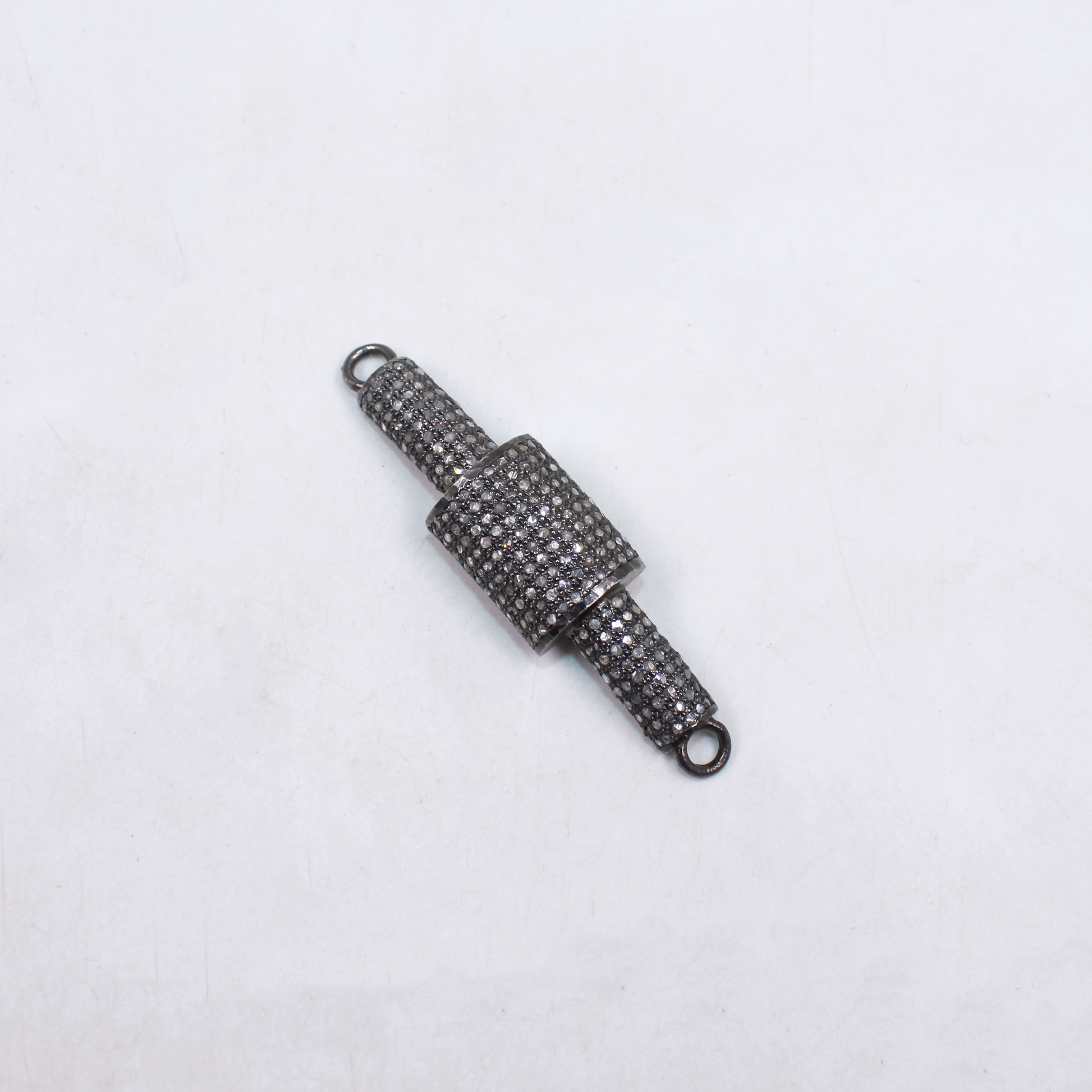 High-end silver bracelet connector with diamonds