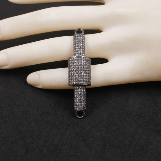 Natural diamond bracelet connector in 925 sterling silver