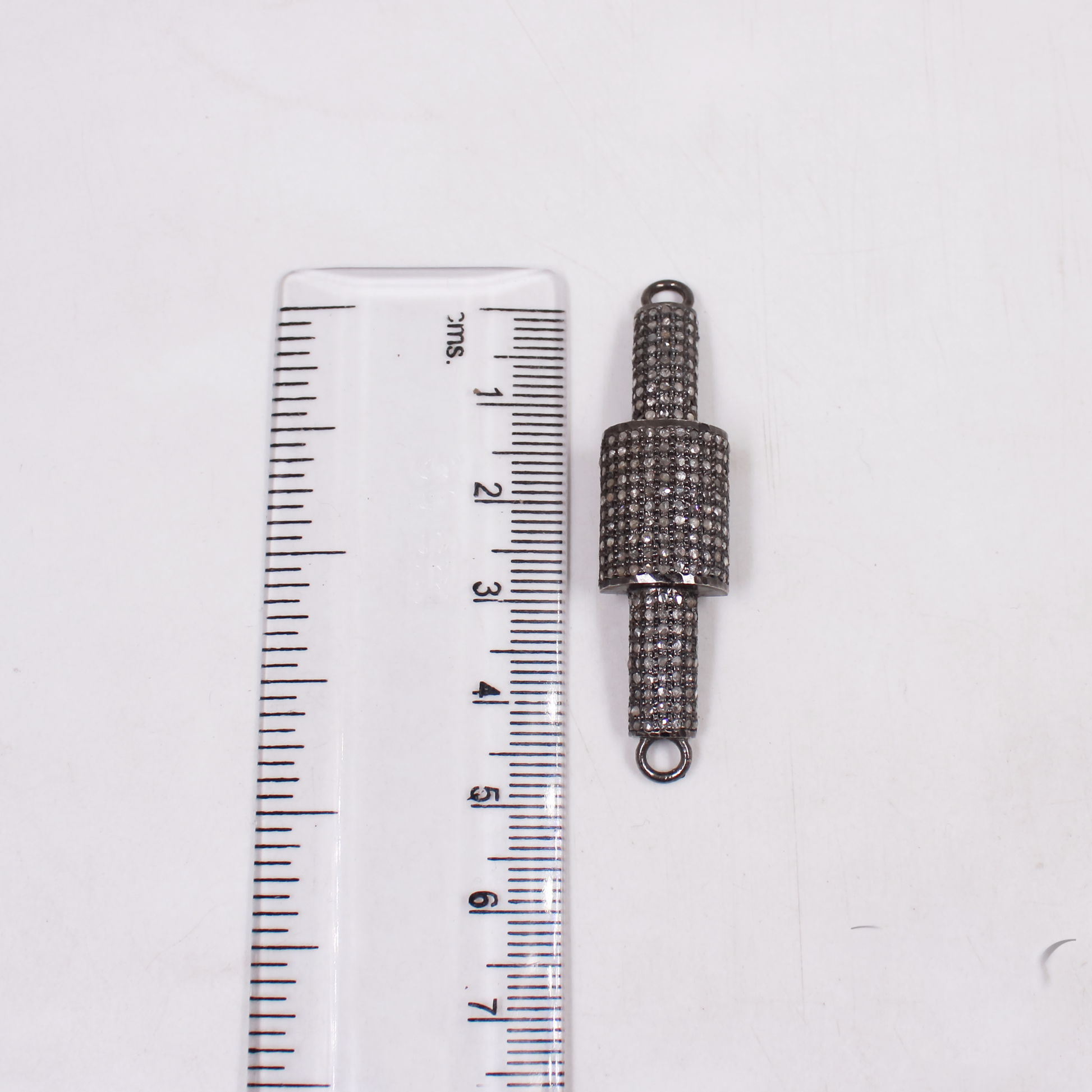 Sterling silver connector with natural pave diamonds
