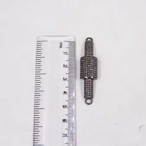 Sterling silver connector with natural pave diamonds