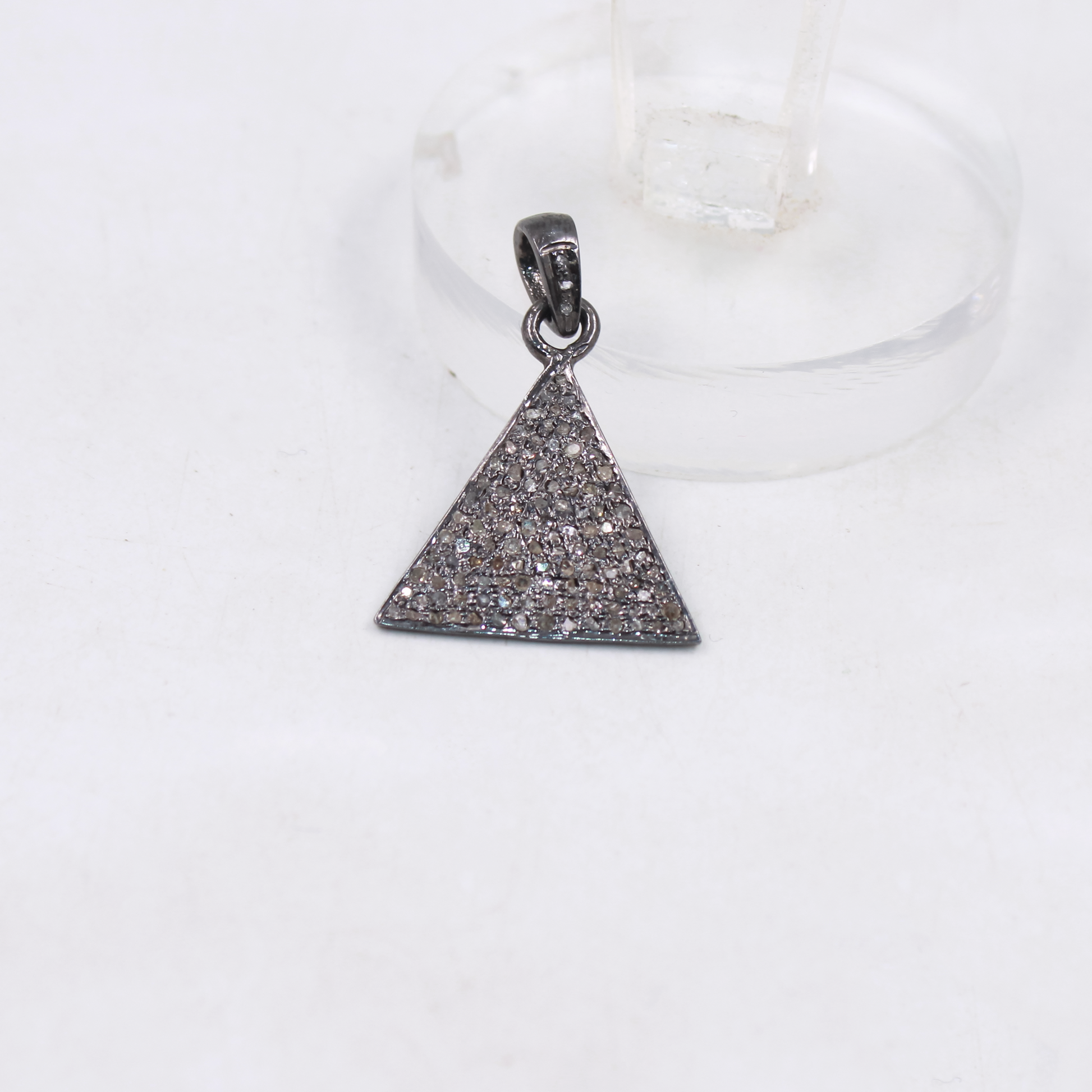 Unique pave diamond pendant in silver handmade design
