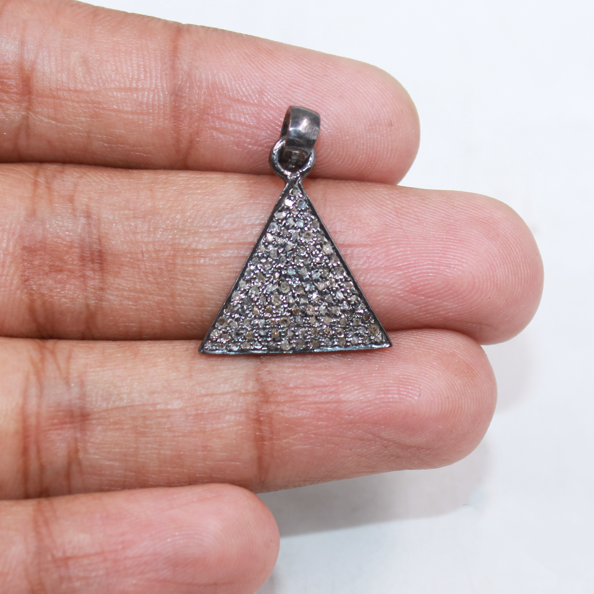 Sterling silver pave diamond necklace pendant