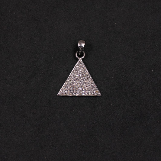 Handmade natural pave diamond pendant in 925 sterling silver