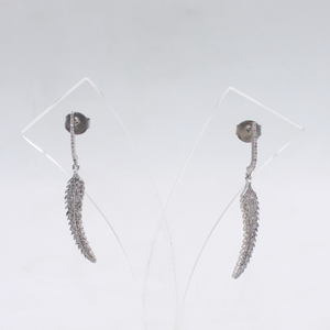 Nature-inspired sterling silver dangle earrings with diamonds