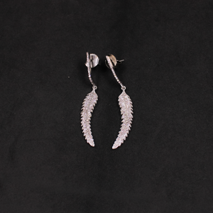 Handmade leaf shape pave diamond drop earrings in 925 sterling silver