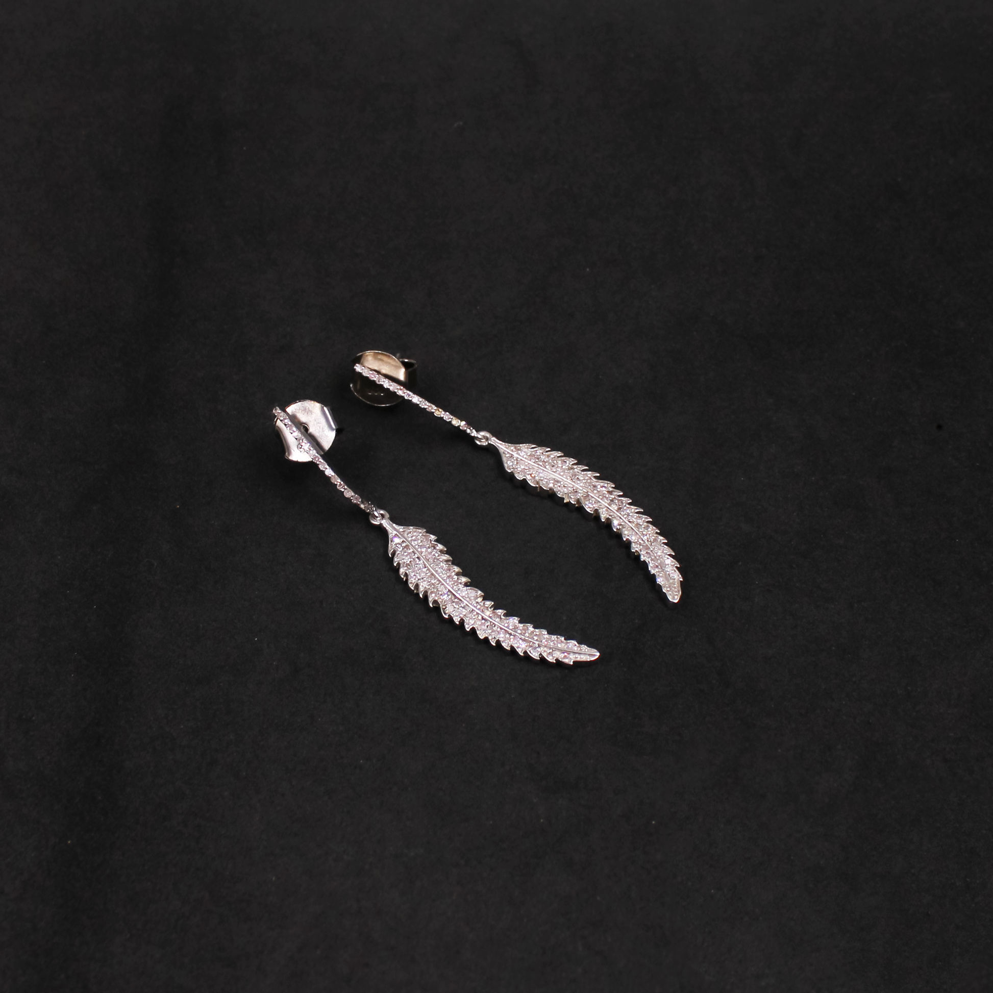 Long diamond drop earrings handmade in sterling silver