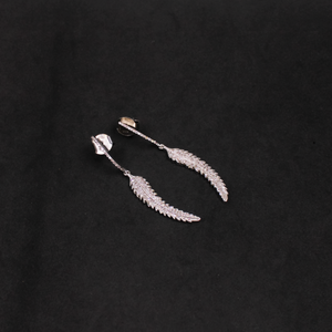 Long diamond drop earrings handmade in sterling silver