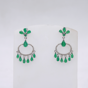 Artisan crafted emerald and diamond statement earrings