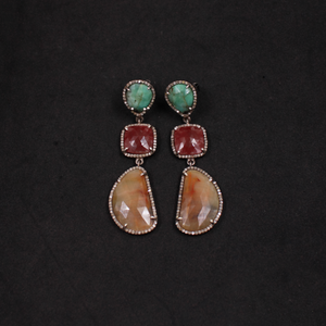 Luxury emerald ruby sapphire diamond earrings for anniversary gift