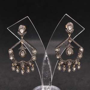 Antique Polki diamond dangle earrings – handcrafted vintage jewelry