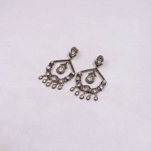 Antique Polki diamond dangle earrings – handcrafted vintage jewelry