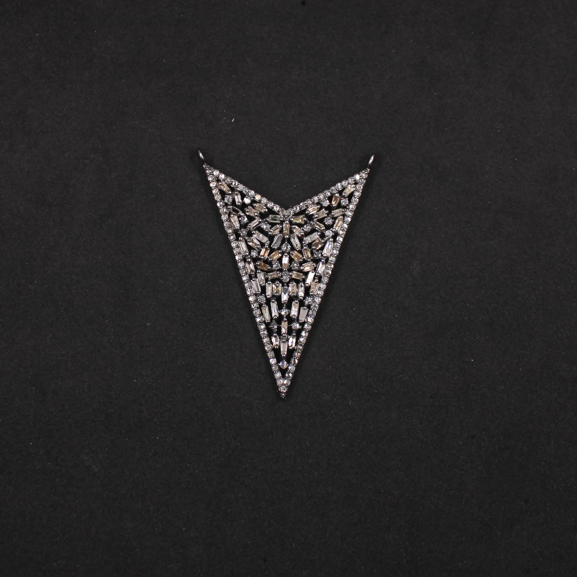 Designer Natural Baguette Cut Diamond Pendant in 925 Sterling Silver | Handmade Statement Necklace with Pave Diamonds – Luxury Jewelry Gift for Her