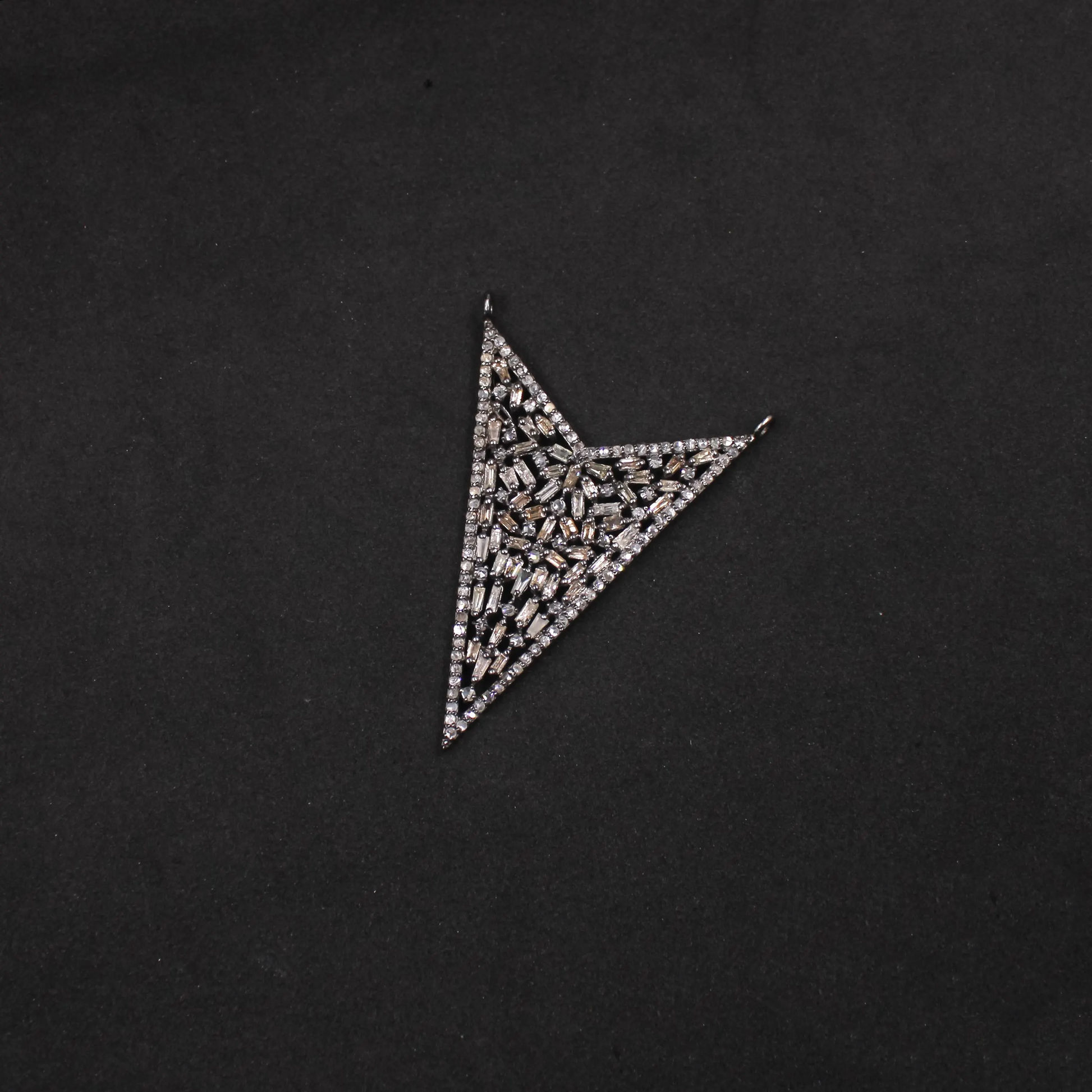 Designer Natural Baguette Cut Diamond Pendant in 925 Sterling Silver | Handmade Statement Necklace with Pave Diamonds – Luxury Jewelry Gift for Her