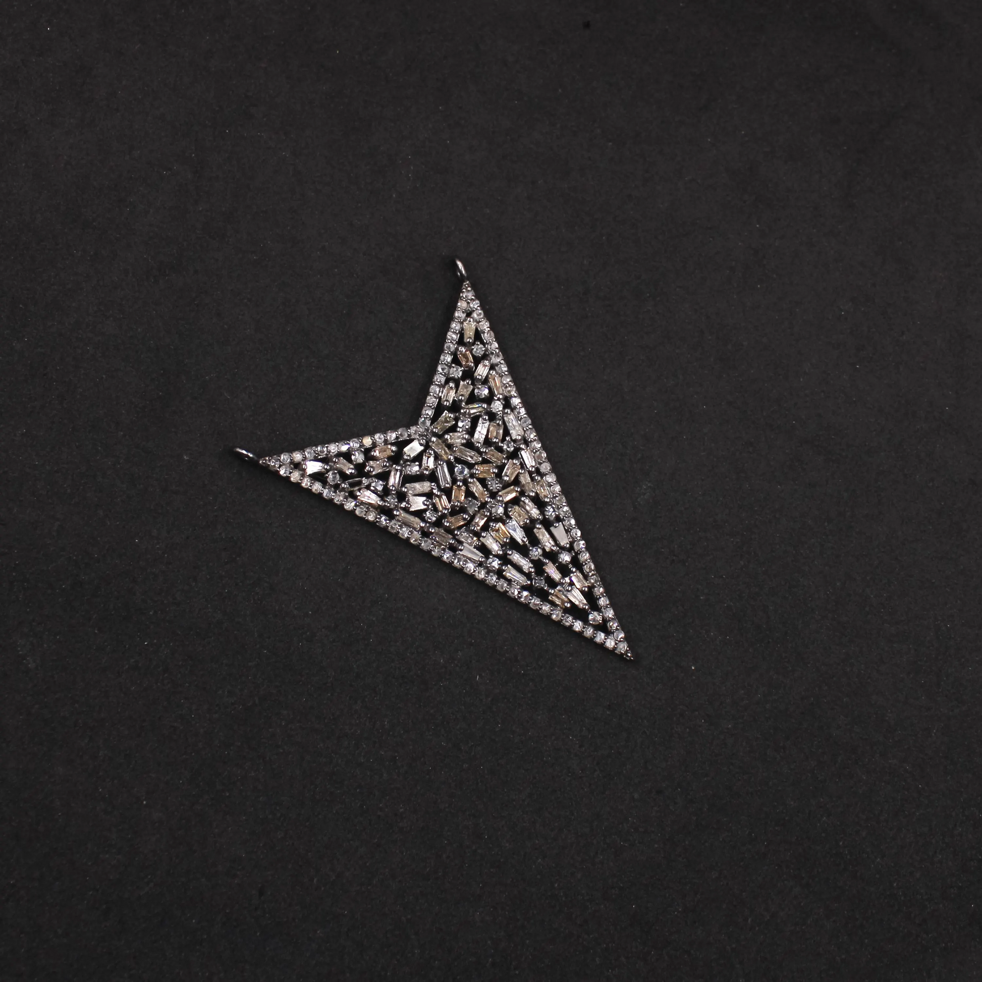 Designer Natural Baguette Cut Diamond Pendant in 925 Sterling Silver | Handmade Statement Necklace with Pave Diamonds – Luxury Jewelry Gift for Her