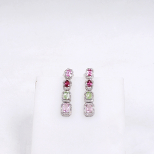 Handmade sterling silver earrings with multi gemstone drops