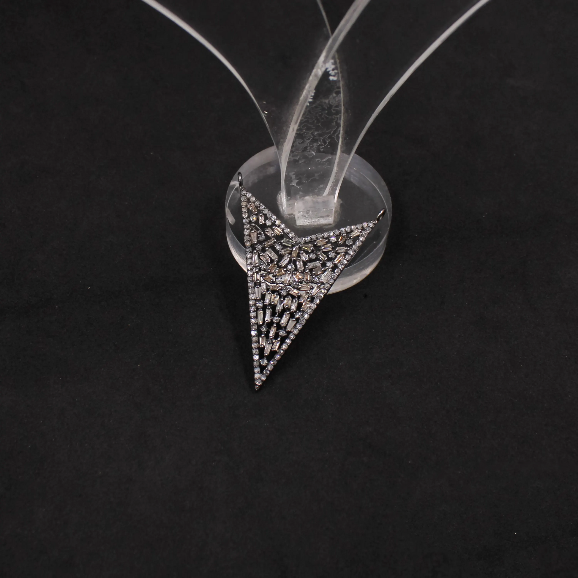 Designer Natural Baguette Cut Diamond Pendant in 925 Sterling Silver | Handmade Statement Necklace with Pave Diamonds – Luxury Jewelry Gift for Her