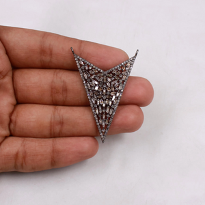 Designer Natural Baguette Cut Diamond Pendant in 925 Sterling Silver | Handmade Statement Necklace with Pave Diamonds – Luxury Jewelry Gift for Her