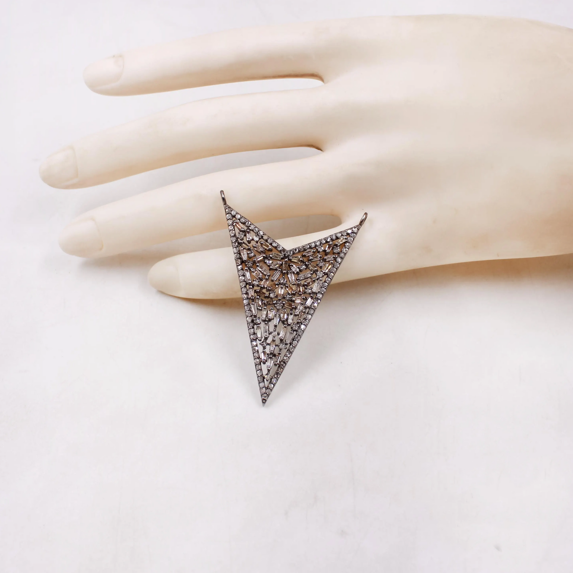 Designer Natural Baguette Cut Diamond Pendant in 925 Sterling Silver | Handmade Statement Necklace with Pave Diamonds – Luxury Jewelry Gift for Her