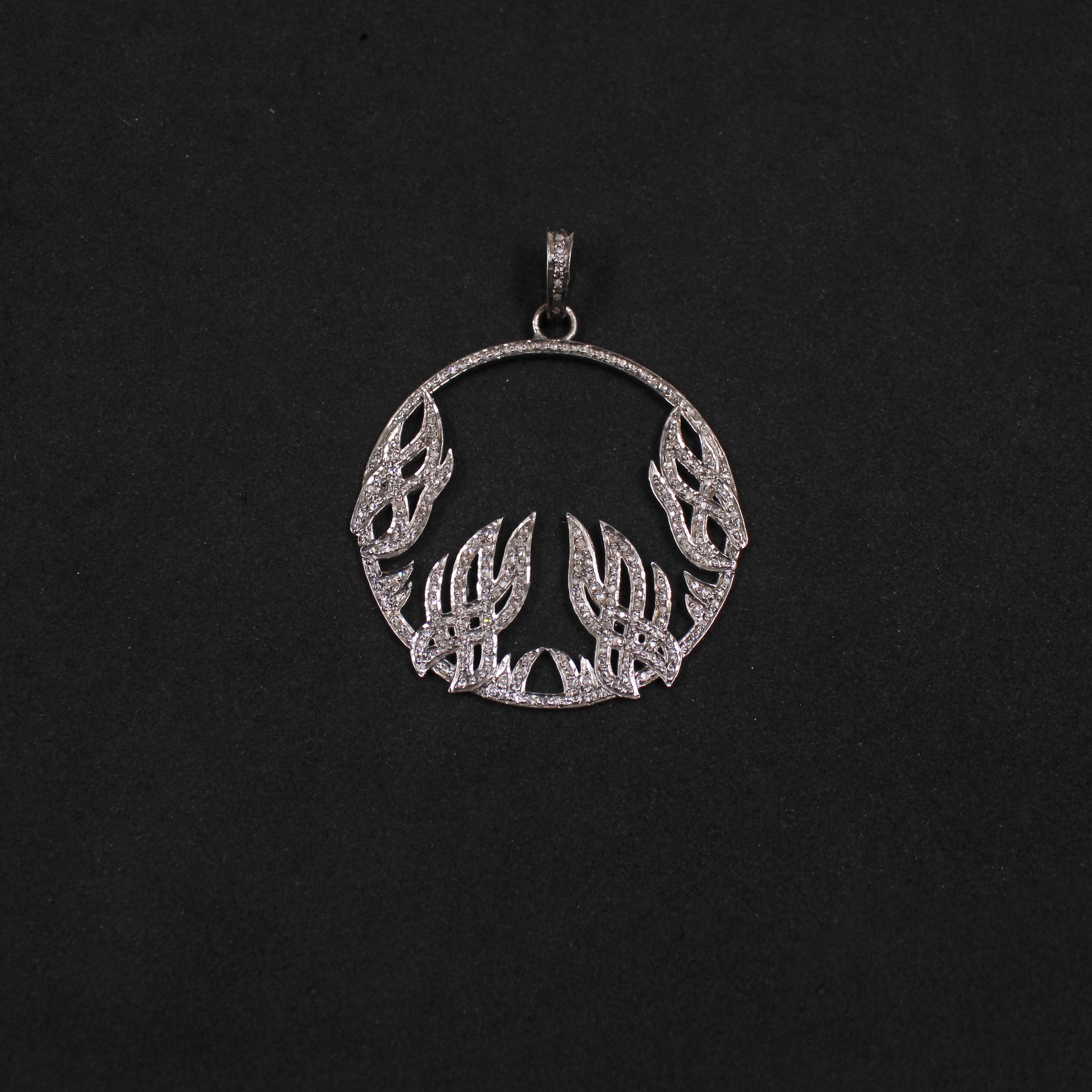 Handmade rosecut diamond pendant in sterling silver