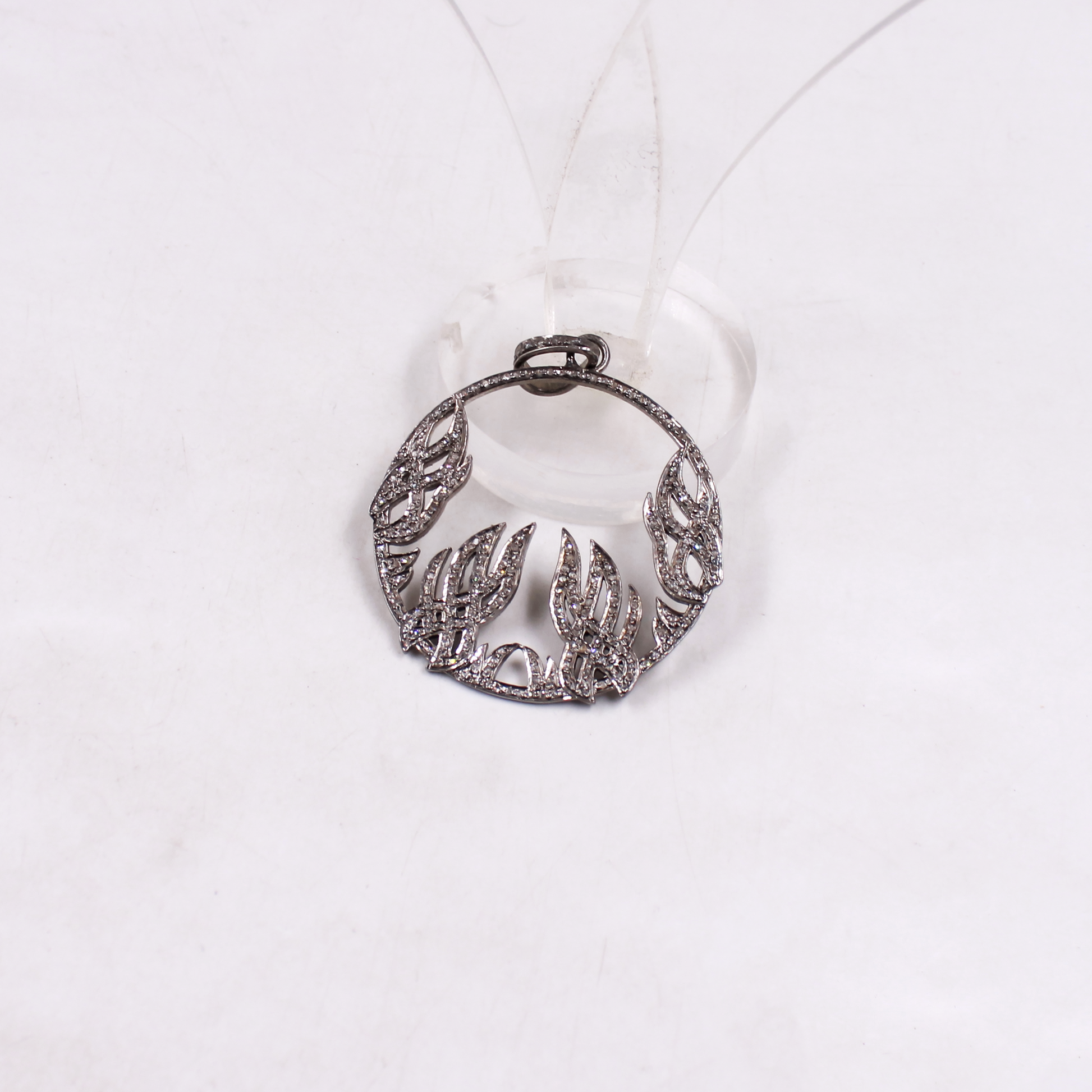 Antique-style pendant with natural pave diamonds