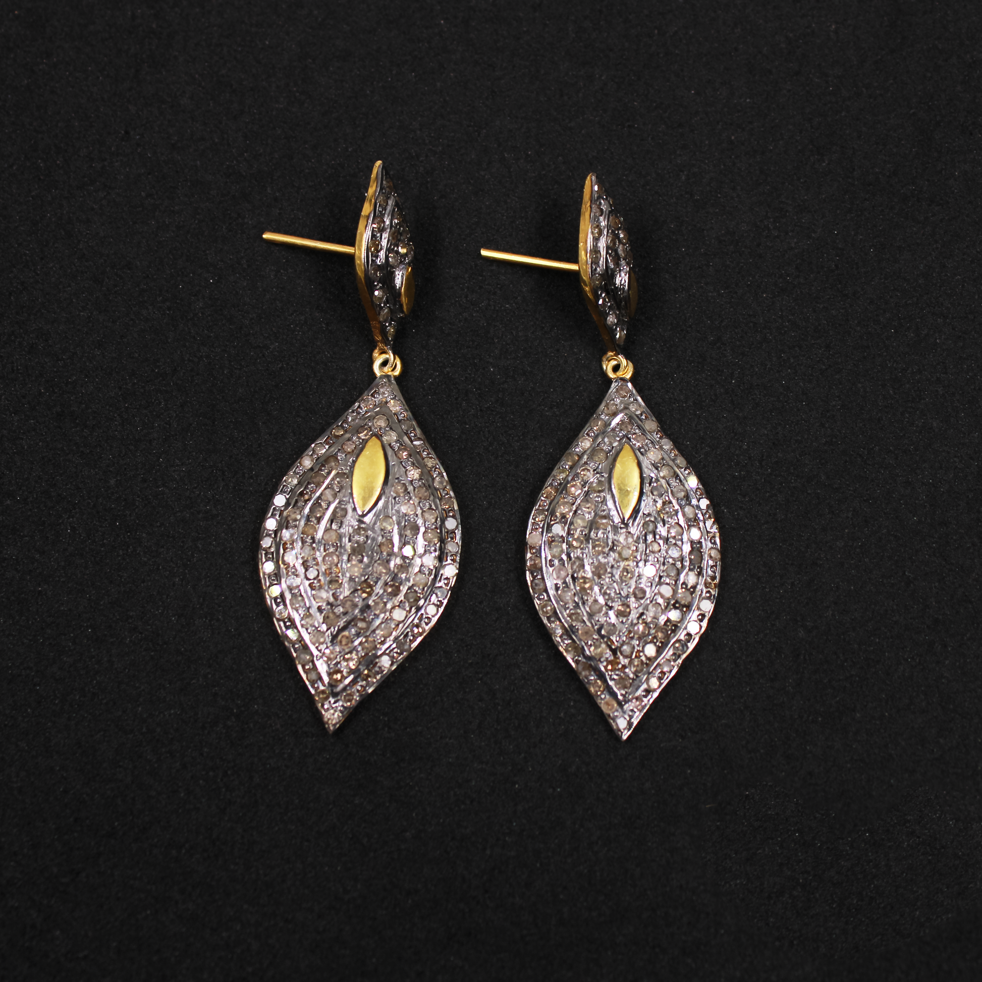 Natural rosecut diamond dangle earrings for women