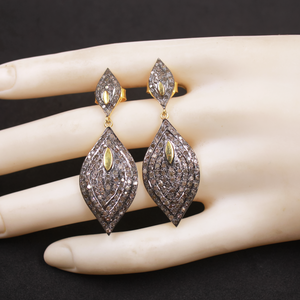 Antique-style diamond earrings in 925 sterling silver