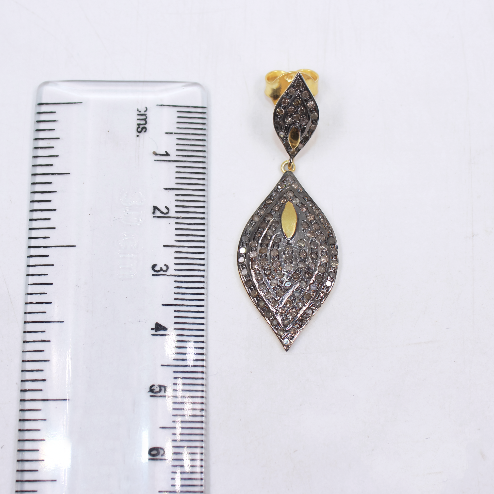 Rosecut diamond earrings in antique gold finish