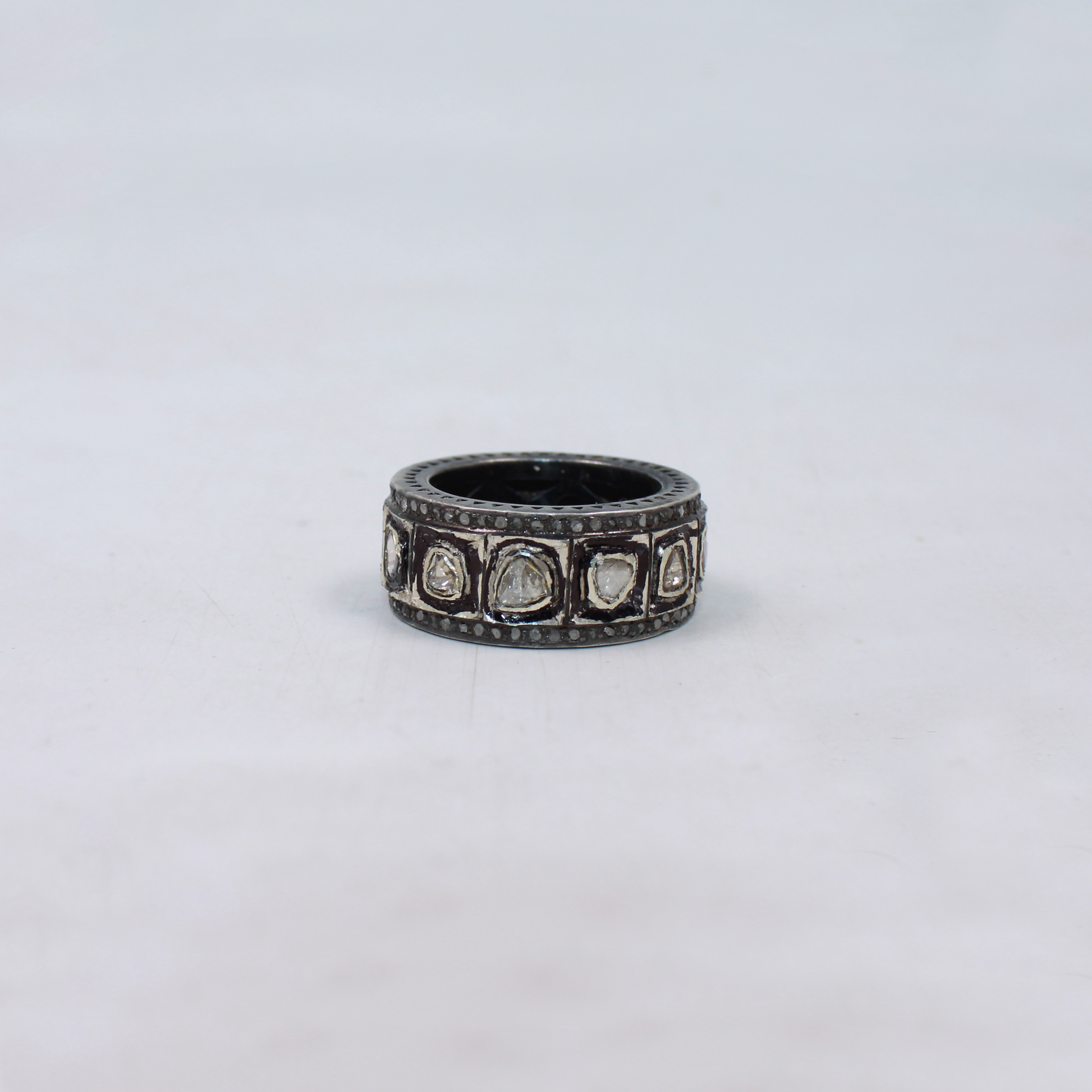 Natural Real Polki Diamond Band Ring – 925 Sterling Silver Handmade Antique Unisex Ring