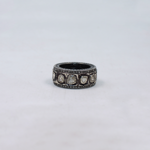 Natural Real Polki Diamond Band Ring – 925 Sterling Silver Handmade Antique Unisex Ring