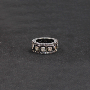Natural Real Polki Diamond Band Ring – 925 Sterling Silver Handmade Antique Unisex Ring