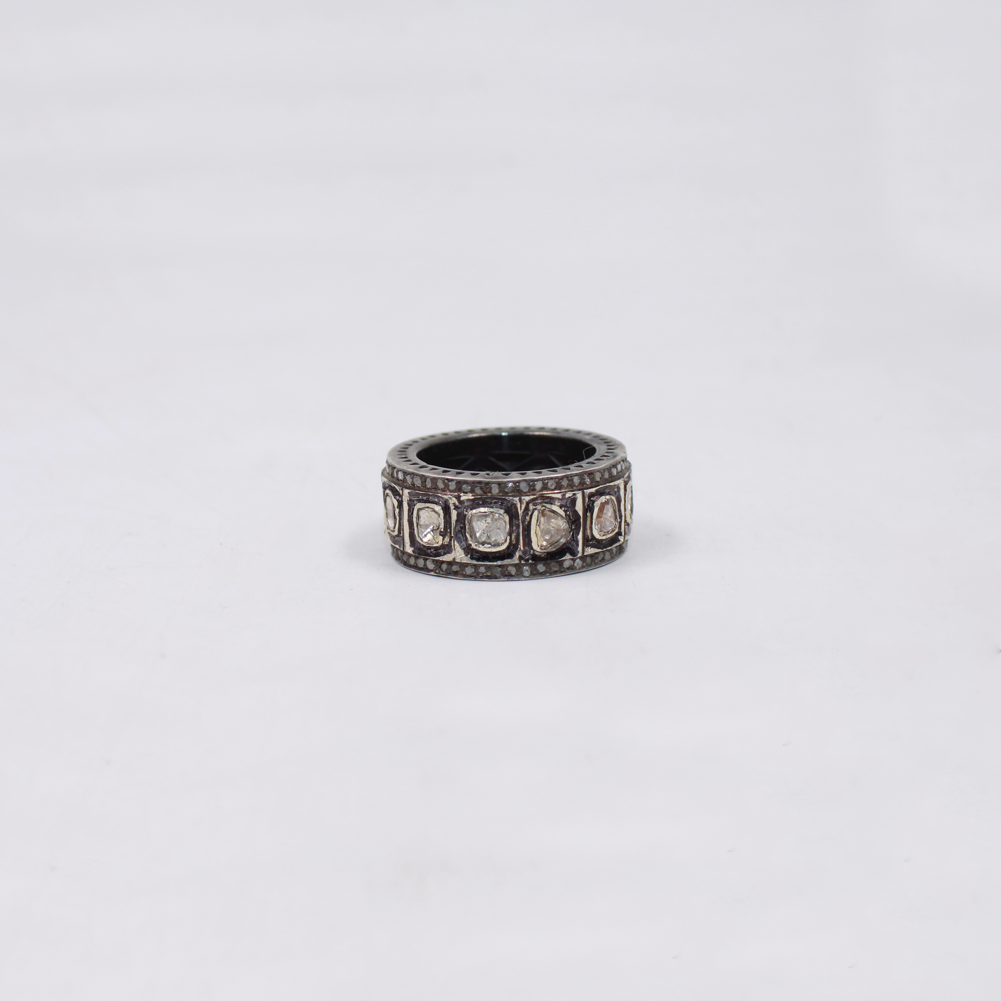 Natural Real Polki Diamond Band Ring – 925 Sterling Silver Handmade Antique Unisex Ring