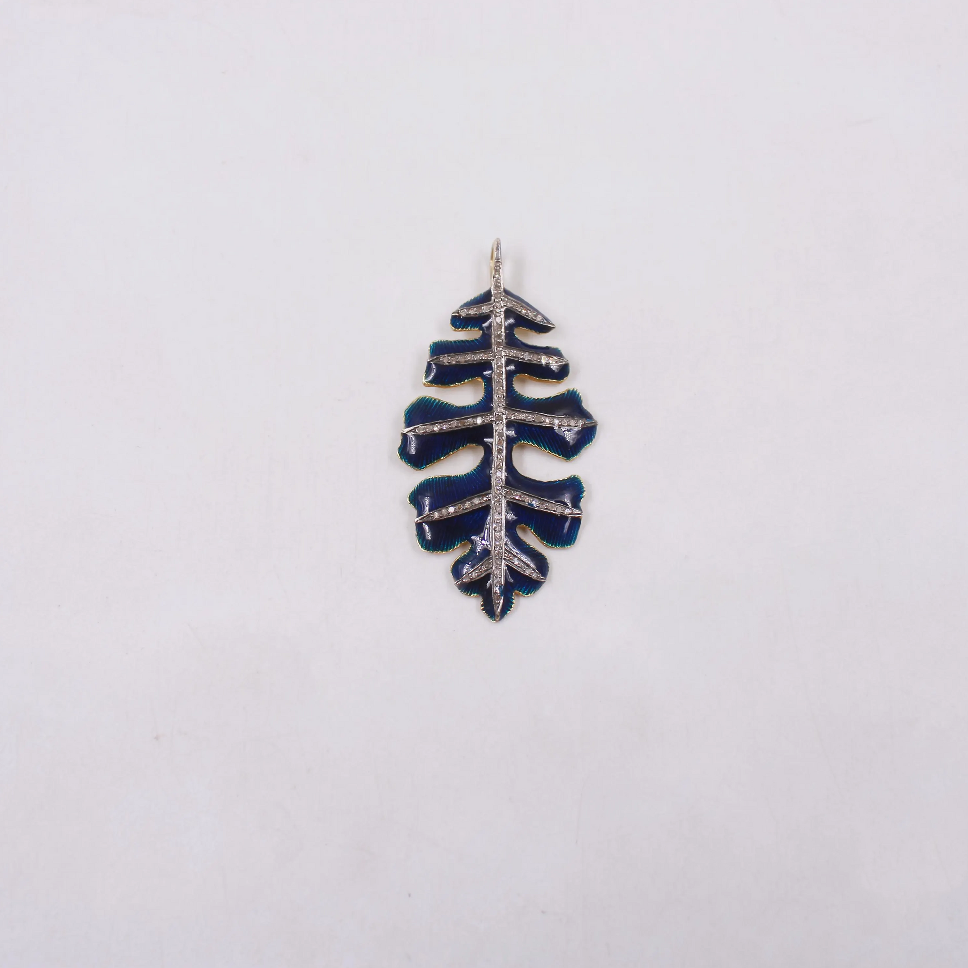 Artisan enamel pendant with rose cut diamonds for custom necklaces