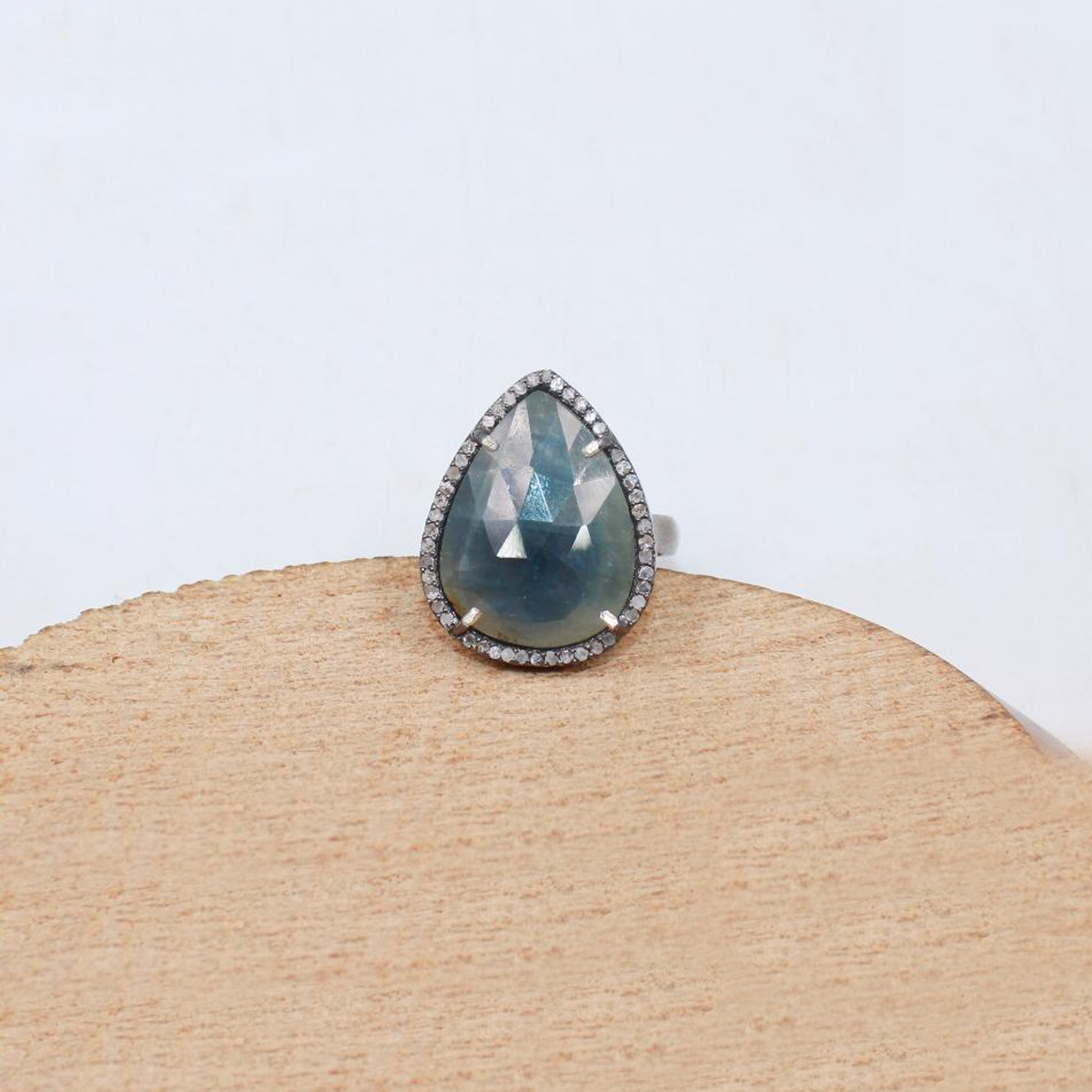 Handmade rosecut sapphire ring for boho luxe styling
