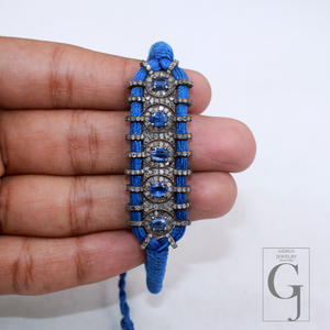 Elegant kyanite bracelet with rosecut diamonds for women