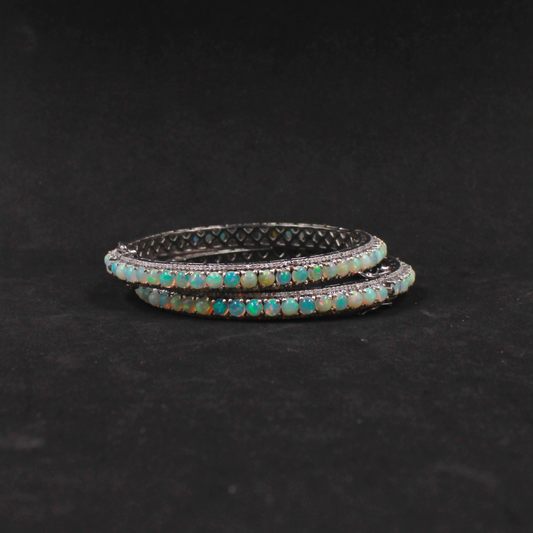 Natural Ethiopian Opal Bracelet With Pave Diamonds In 925 Sterling Silver – Elegant Handmade Luxury Gemstone Bracelet For Women