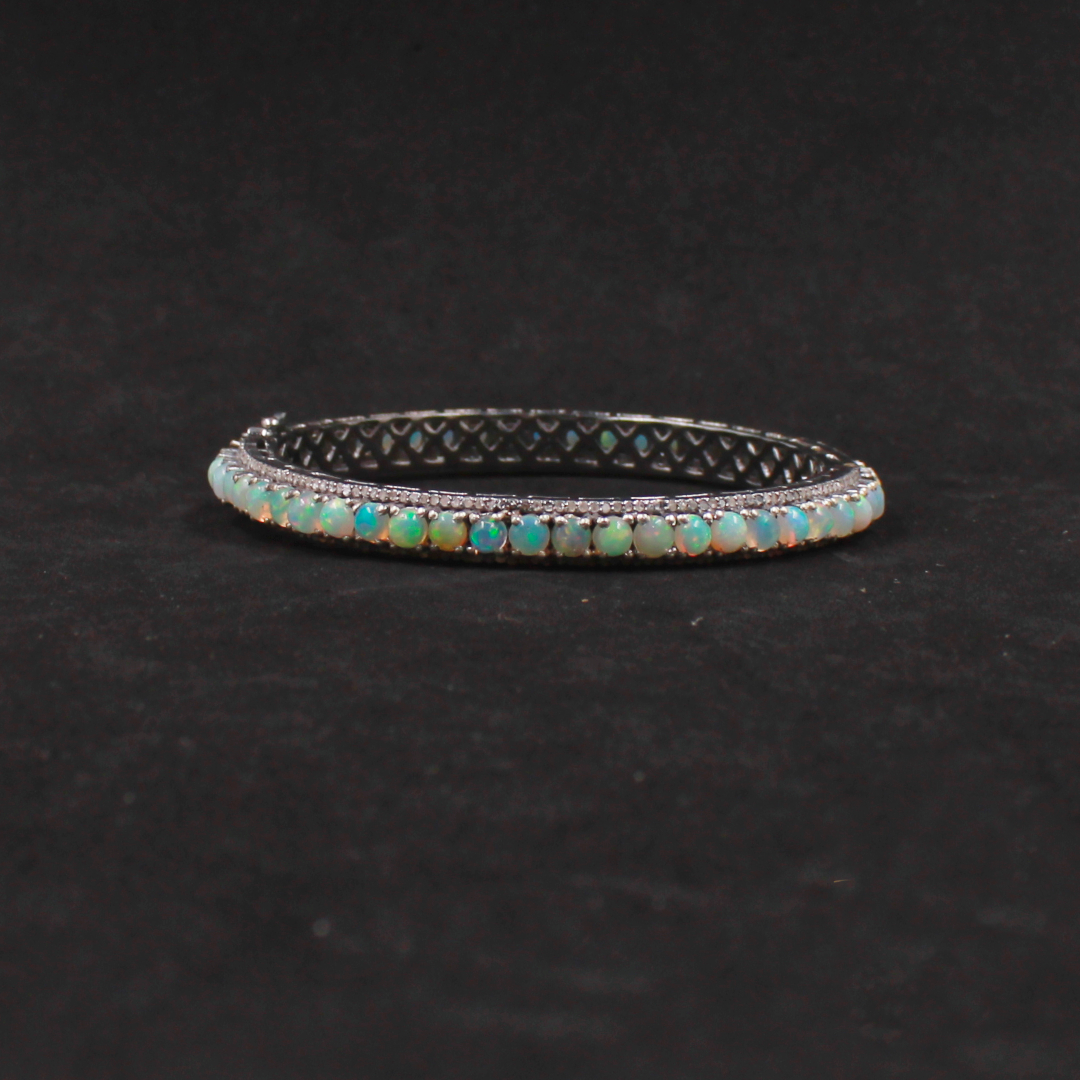 "Artisan-Made Ethiopian Opal Bracelet in Sterling Silver – Gift for Her"