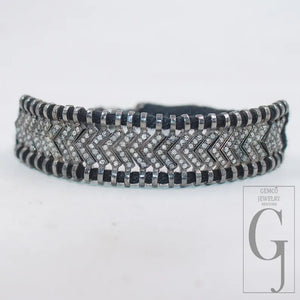 Natural Rosecut Diamond Bracelet - 925 Sterling Silver Handmade Black Thread Boho Minimalist Jewelry